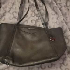 Michael Kors Black Tote with Distressed Leather Finish